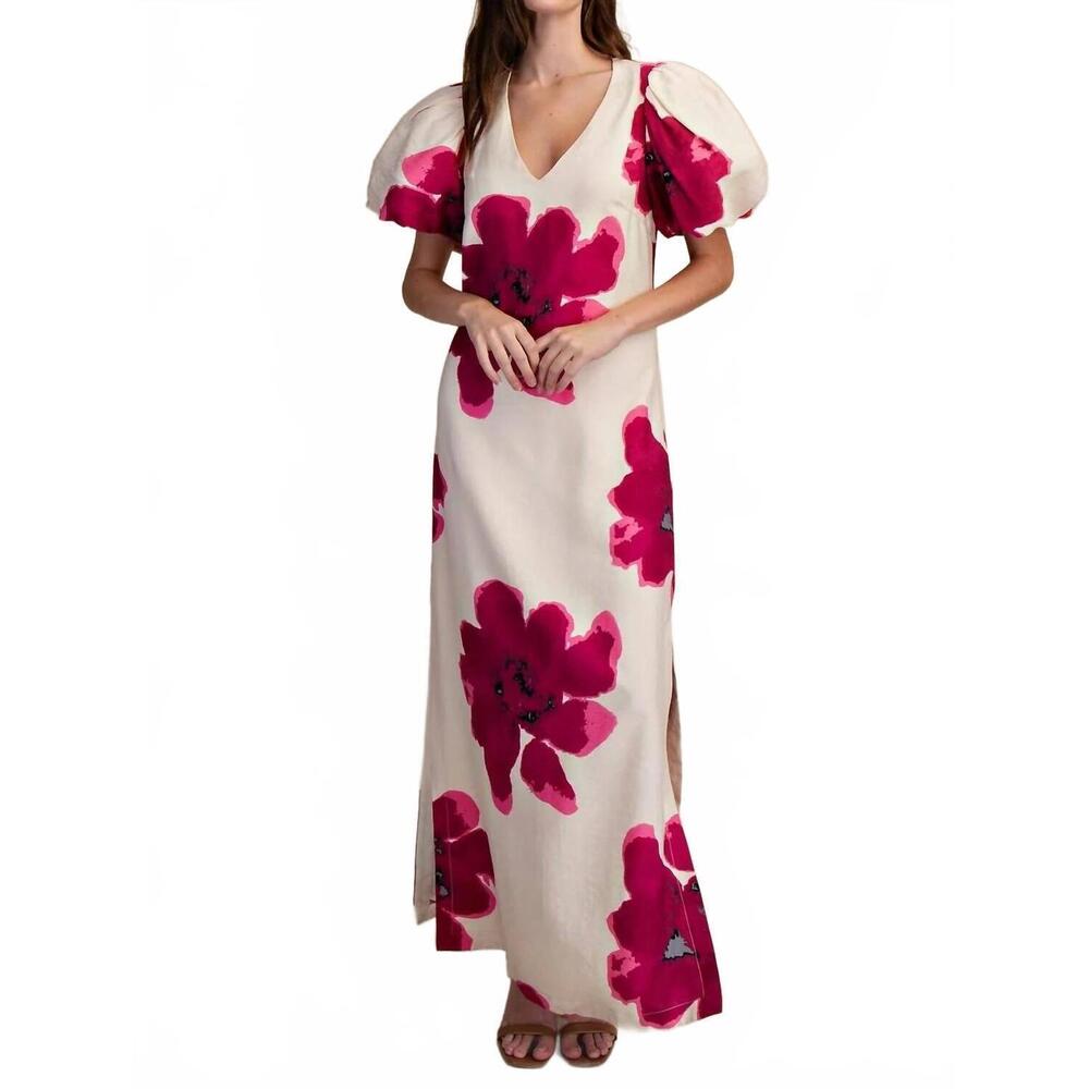 NEW GLAM garden party maxi dress in fuchsia